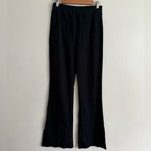 Maeve Black Relaxed Loungewear Fit Flare Split Hem Pull on Pants